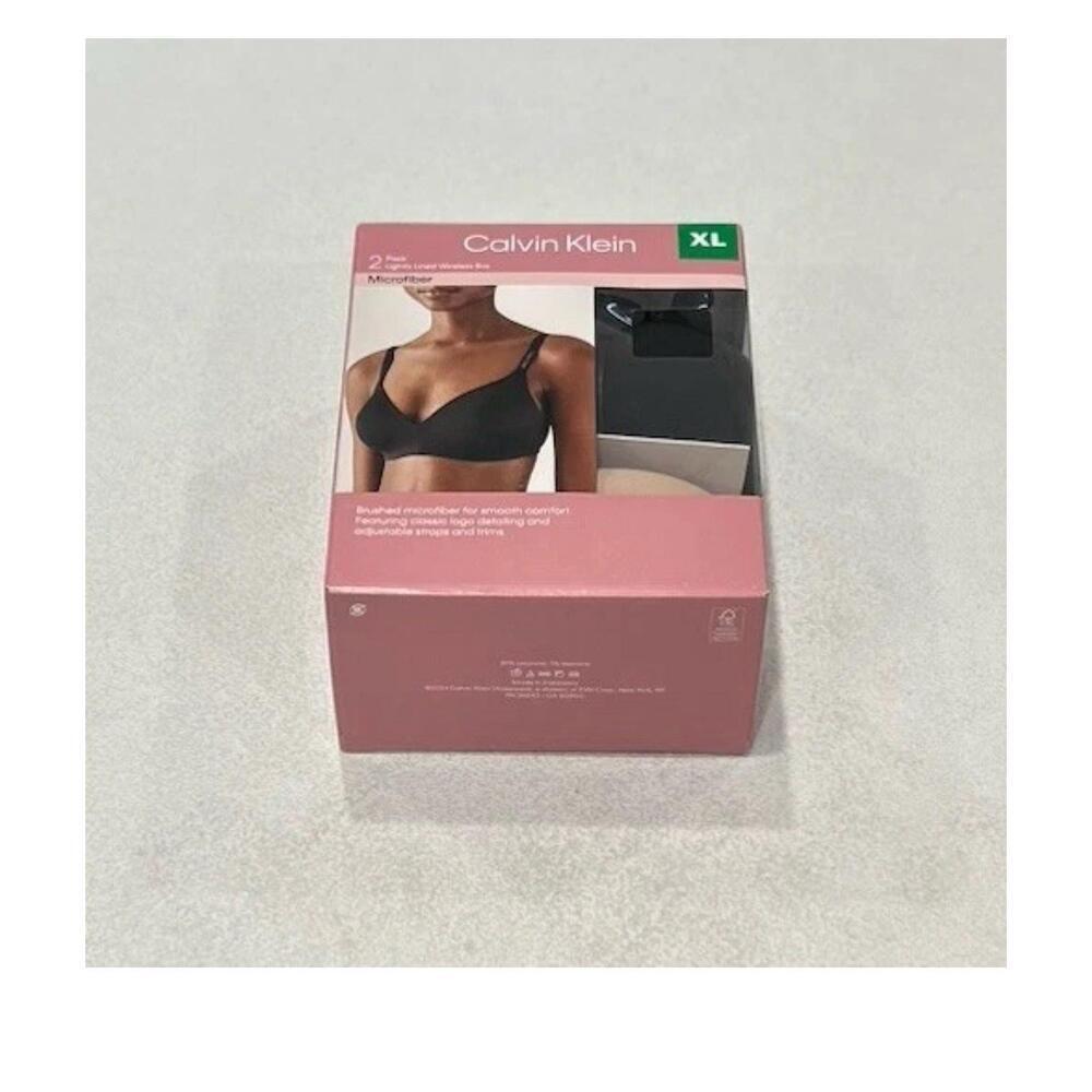 Calvin Klein Women's 2 Pack Lightly Lined Microfiber Bra,Black Size XL.  BB